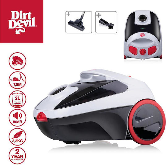 Dirt Devil DD2001 Ηλεκτρική Σκούπα 800W με Κάδο 2lt Λευκή