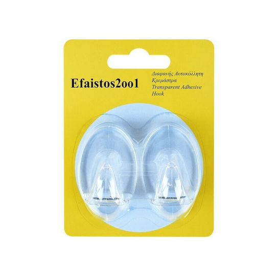 Efaistos 33χ55mm Διάφανο Αυτοκόλλητο Κρεμαστράκι Σετ 2τεμ Blister 4020-ot