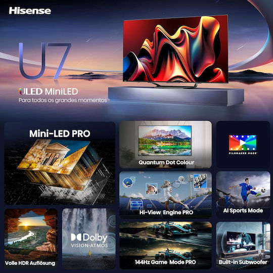 Hisense Смарт Телевизор 65" 4K UHD Mini LED U7N HDR (2024)