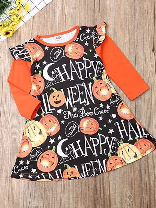 Halloween Φορεματάκι Stylish Pumpkin Stars Μαύρο
