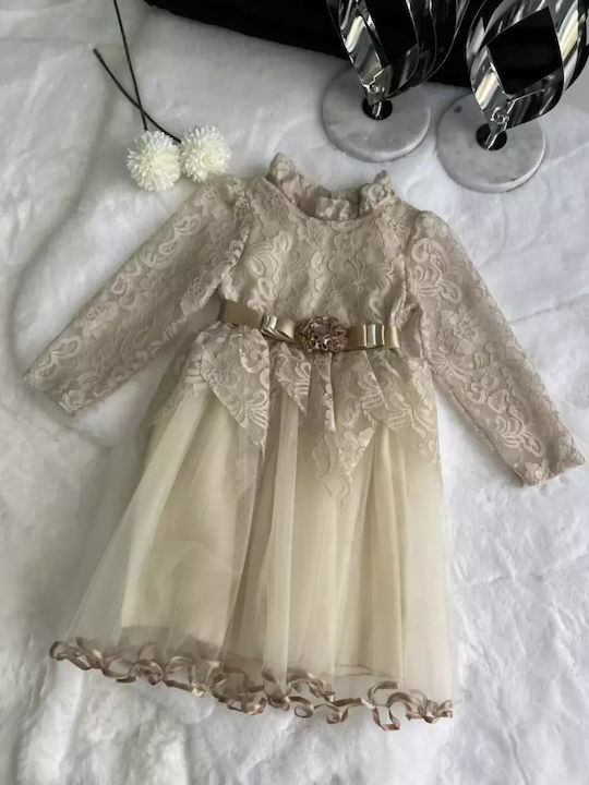 Beige Mädchenkleider Mädchenkleider Spitze