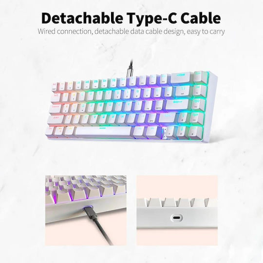Motospeed CK67 Gaming Mechanische Tastatur 65% mit Kailh Rot Schaltern und RGB-Beleuchtung (Englisch US) Weiß