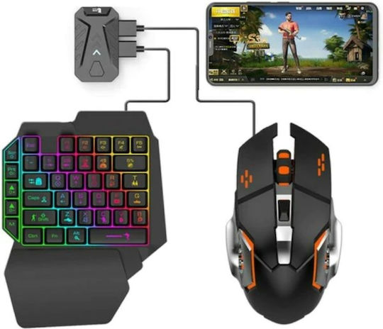 4 in 1 Mobile Game Combo Pack Ασύρματο Gaming KeyPad με Φωτιζόμενα πλήκτρα & Ποντίκι (Αγγλικό US)