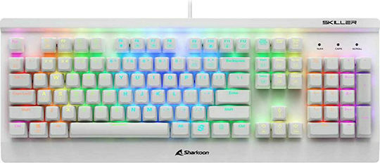Sharkoon Skiller SGK3 Gaming Μηχανικό Πληκτρολόγιο με Kailh Red διακόπτες και RGB φωτισμό (Αγγλικό US) Λευκό