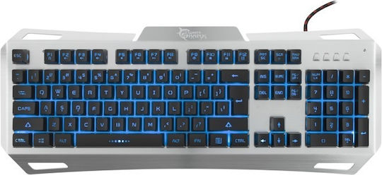 White Shark Gladiator Гейминг Клавиатура с Мембранни Превключватели и Осветени Клавиши Английски (САЩ) Сребрист