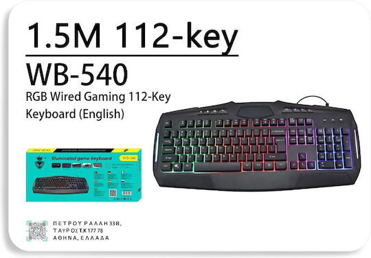 Weibo WB-540 Gaming Πληκτρολόγιο με RGB φωτισμό (Αγγλικό US)