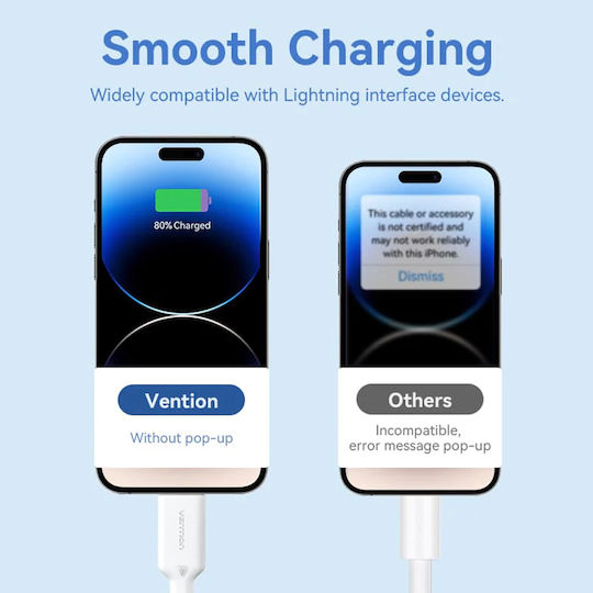 Vention USB-A към Lightning Кабел 240W Бял 2м LAMWH