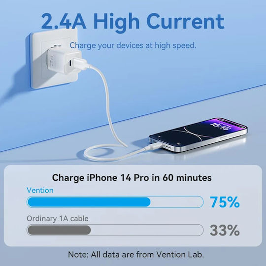 Vention USB-A to Lightning Cable Μπλε 1m LAMSF