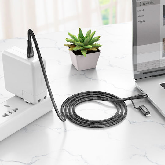Borofone BX61 Source 2in1 Braided USB-C to Lightning Cable 20W Μαύρο 1m