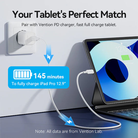 Vention USB-A To Lightning Кабел 27W Черен 2m LAKBH