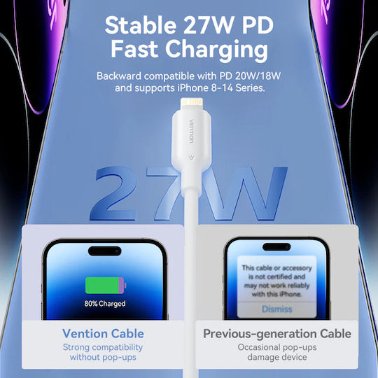 Vention Cablu USB-C La Lightning 27W Negru 1m LAKBF