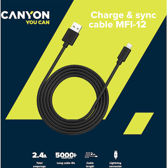 Canyon MFI-12 USB-A to Lightning Cable Λευκό 2m (CNS-MFIC12W)