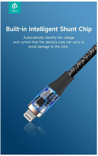 Devia Редовна USB-C към Lightning кабел 27W Бял 1.5м
