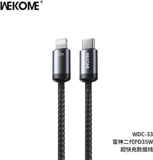 WK Wdc-33 Braided la Cablu Lightning 35W Negru 1m