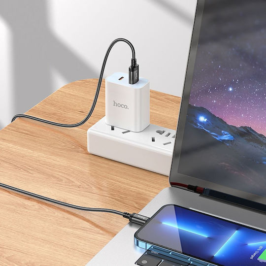 Hoco Usb A Редовна USB-A към Lightning кабел 18W Черен 2м