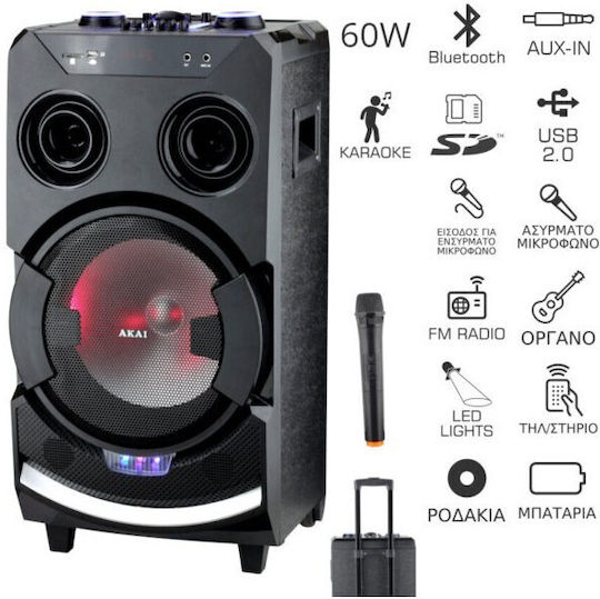 Akai Proffesional Boxă Karaoke cu Microfon Wireless și Efecte de Iluminare ABTS-112 Negru