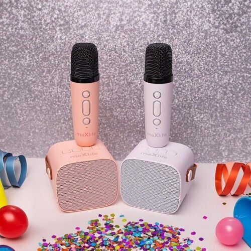 Maxlife Karaoke-Lautsprecher mit Kabellosem Mikrofon MXKS-100 Weiß