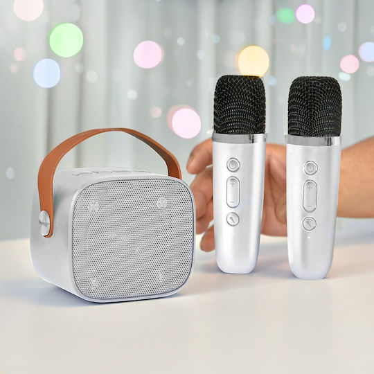 Mikamax Ηχείο Karaoke με Ασύρματα Μικρόφωνα και Εφέ Φωτισμού Karaoke 2 GO 05124 Λευκό