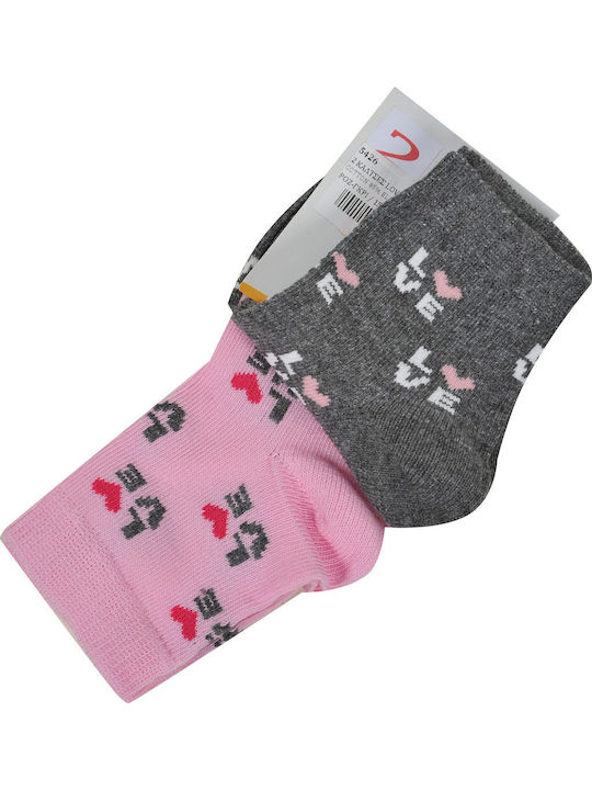 Dream Set of 2 Kids' Socks Love Gray-Fuchsia