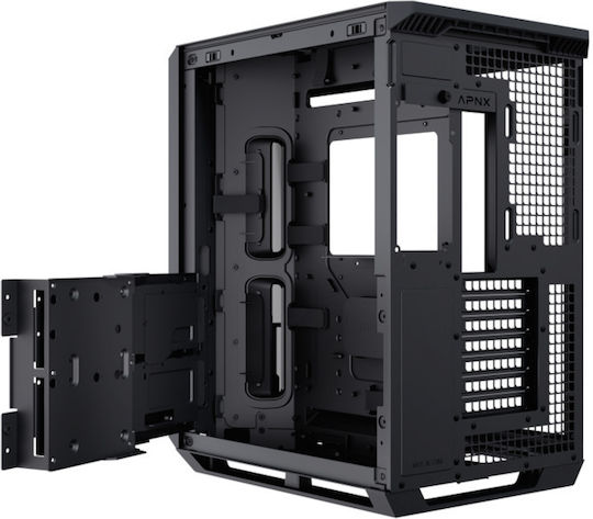 APNX V1 Gaming Midi Tower Κουτί Υπολογιστή με Πλαϊνό Παράθυρο Μαύρο