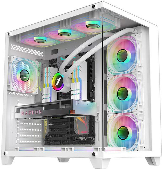 1STPLAYER Megaview MV8 Gaming Midi Tower Computer Case with Side Window White
