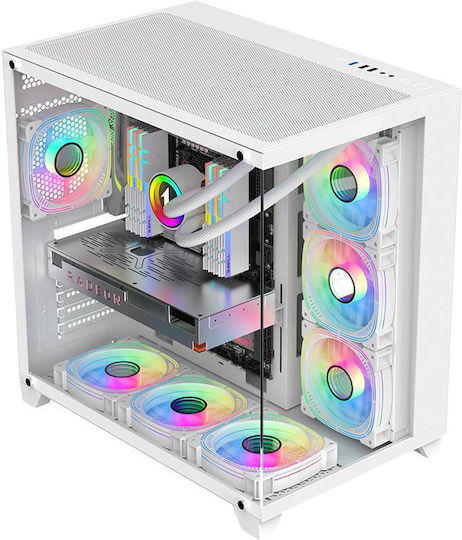 1STPLAYER Megaview MV8 Gaming Midi Tower Computer Case with Side Window White