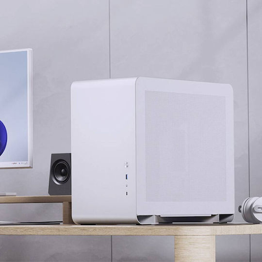Jonsbo U4 Mini Gaming Mini Tower Κουτί Υπολογιστή με Πλαϊνό Παράθυρο Λευκό