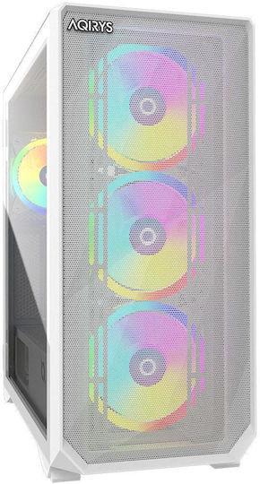 Aqirys Arcturus Pro Gaming Midi Tower Κουτί Υπολογιστή με Πλαϊνό Παράθυρο και ARGB Φωτισμό Λευκό