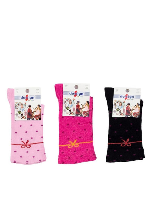 Kindersocken Mädchen Design Schleife I Baumwoll 3er-Pack Schwarz