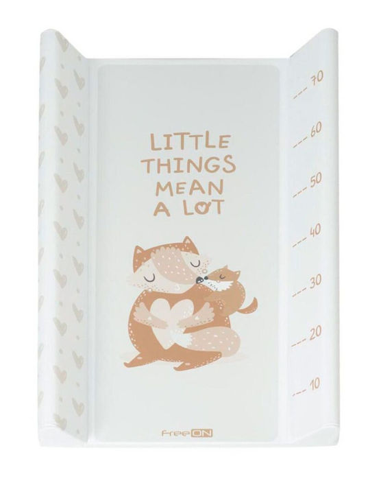 FreeOn Harte Wickelauflage Love Fox aus Kunststoff Weiß 50x80cm