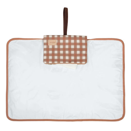 Nobodinoz Travel Changing Pad Checks made of Terracotta Fabric 50x70cm