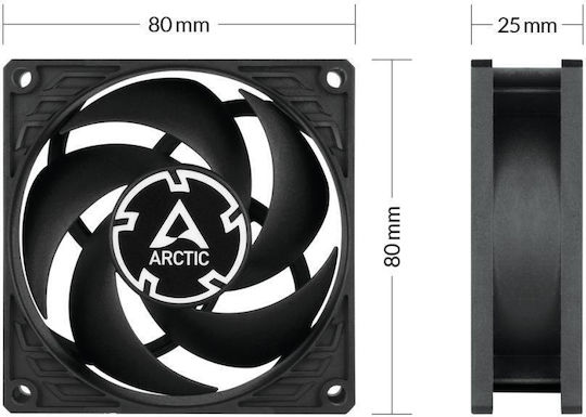 Arctic P8 Max Case Fan 80mm (5000rpm / 40cfm) Χωρίς Led Φωτισμό και Σύνδεση 4-Pin PWM