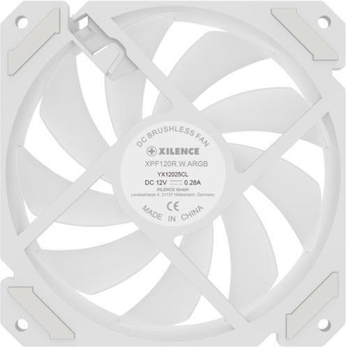 Xilence XF066 Reverse Blade Case Fan 120mm (1500rpm) with ARGB Lighting and 4-Pin PWM Connection White