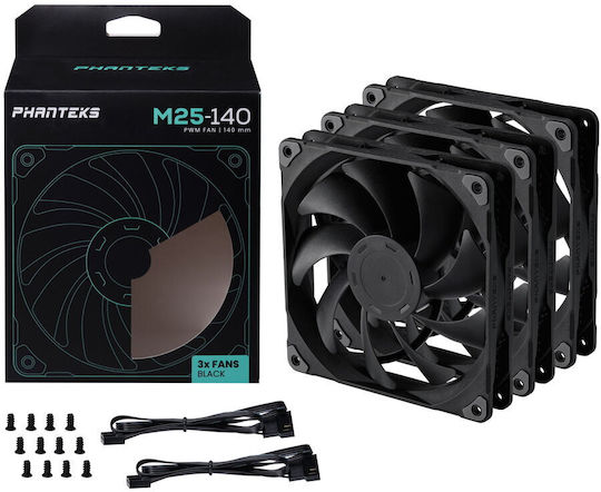 Phanteks PH-F140M25 Case Fan (1800rpm / 104.62cfm) Without LED Lighting And 4-Pin PWM Connection 3pcs