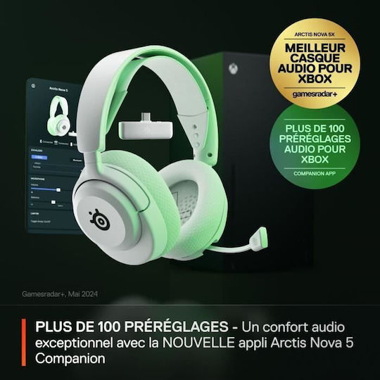 SteelSeries Arctis Nova 5x Wireless Over Ear Gaming Headset with Connection Bluetooth White