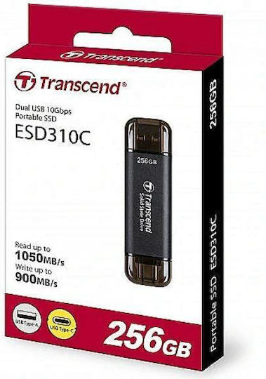 Transcend ESD310C 256GB USB 3.2 SSD Stick with USB-C Connection Black