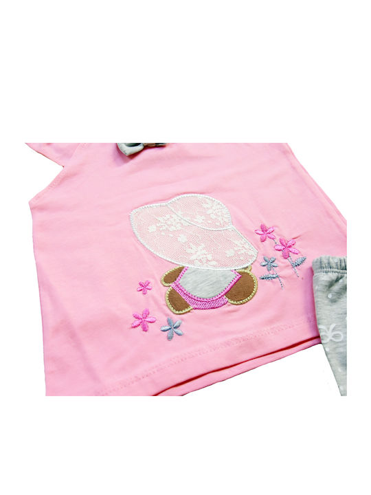 Poulain Kinder-Set mit Leggings Sommer 2Stück Pink/Grey