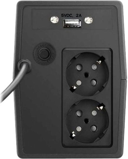 Online Usv-Systeme Yunto Smile 600 UPS Line-Interactive 600VA 360W with 2 Schuko Power Plugs