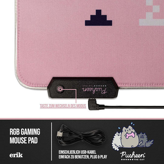 Grupo Erik Pusheen Gaming Mouse Pad XXL (900mm) με RGB Φωτισμό Ροζ MGGEL001