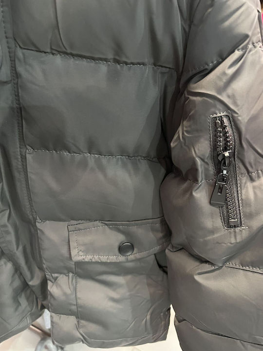 Kinder Parka Kurz mit Kapuze Dark grey