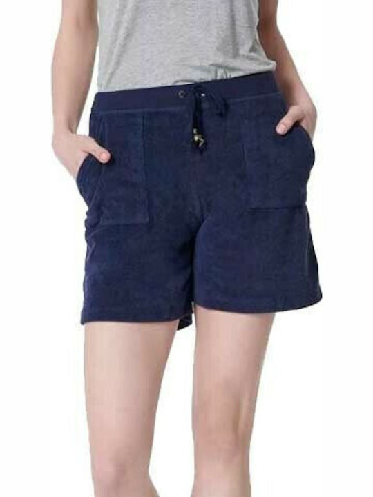 Damen Sportliche Bermuda Terry Marineblau