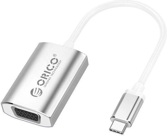 Orico Μετατροπέας USB-C male σε VGA female Ασημί (XC-102-SV-BK)