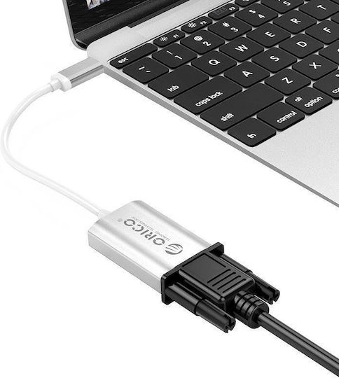 Orico Μετατροπέας USB-C male σε VGA female Ασημί (XC-102-SV-BK)
