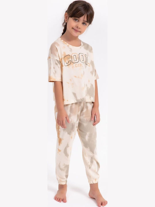 Kinder-Nachtwäsche Mädchen Arnetta Tie Dye Baumwoll-Beige