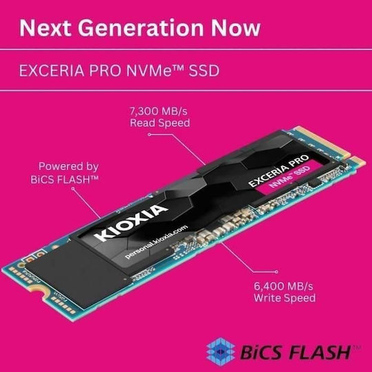 Kioxia Exceria Pro SSD 2TB τύπου M.2 με σύνδεση PCI Express 4.0 (PS5 Compatible) LSE10Z002TG8
