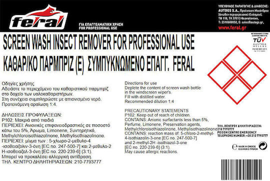 Feral Windshield Cleaner Concentrated Cleaner Liquid Car Windows 10lt