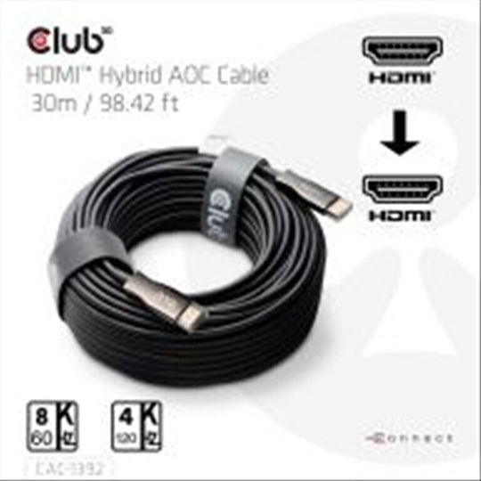 Club3D HDMI 2.1 Ultra High Speed 48Gbps 4K 120Hz HDR VRR Cable HDMI male - HDMI male 30m Μαύρο