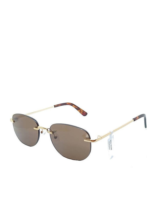 The Glass of Brixton Unisex Sunglasses with Gold Metallic Frame and Brown Lens BS258 10