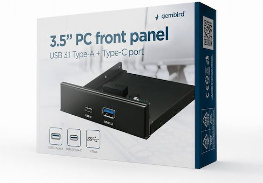 Gembird Side Panel 3.5'' Front PC Panel USB 3.1 Type-A + Type-C Port Black FDI3-U3C-01