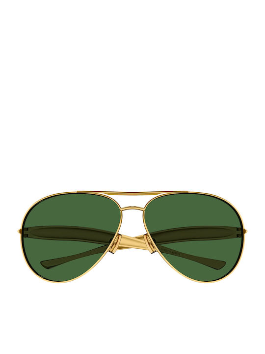 Bottega Veneta Unisex Sonnenbrille mit Gold Metall Gestell und Grün Linse BV1305S 001